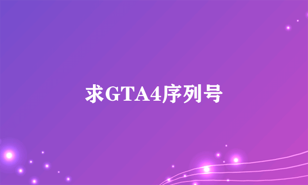 求GTA4序列号