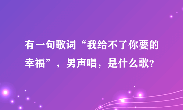 有一句歌词“我给不了你要的幸福”，男声唱，是什么歌？