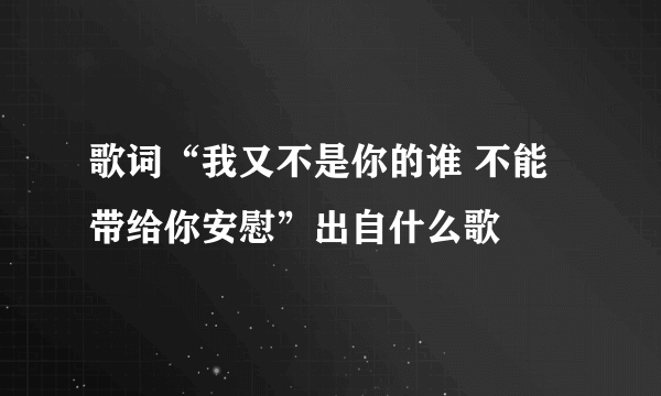 歌词“我又不是你的谁 不能带给你安慰”出自什么歌