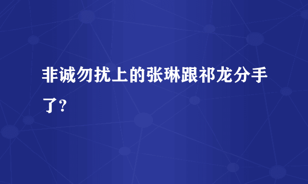 非诚勿扰上的张琳跟祁龙分手了?