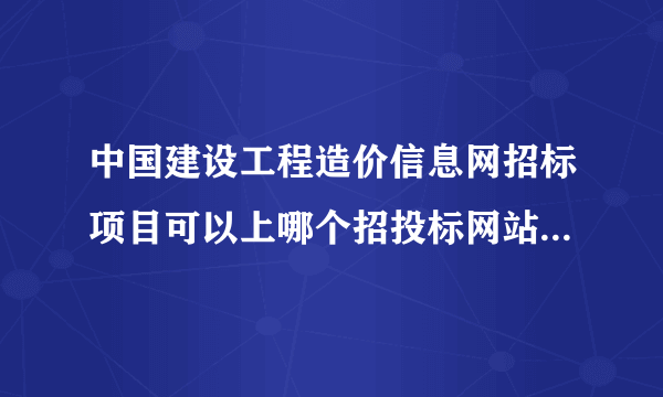 中国建设工程造价信息网招标项目可以上哪个招投标网站进行查看？