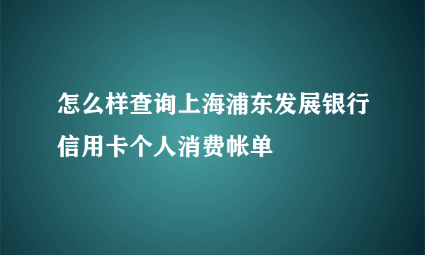 怎么样查询上海浦东发展银行信用卡个人消费帐单