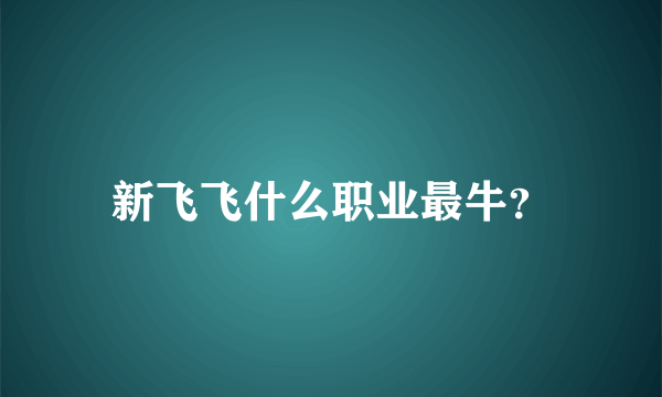 新飞飞什么职业最牛？