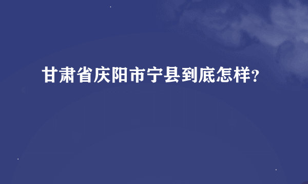 甘肃省庆阳市宁县到底怎样？