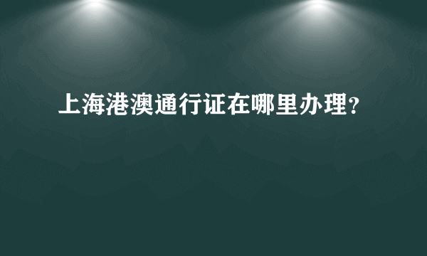 上海港澳通行证在哪里办理？