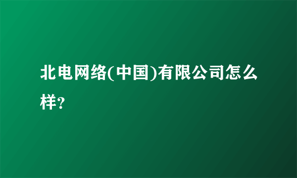 北电网络(中国)有限公司怎么样？