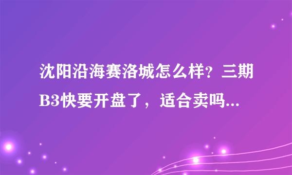 沈阳沿海赛洛城怎么样？三期B3快要开盘了，适合卖吗？大概7200. 一共33层20层最贵，买哪个层数的比较好？