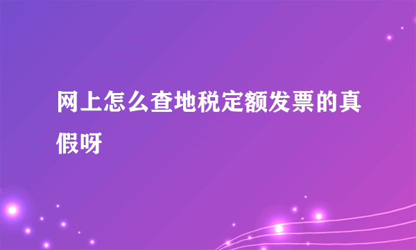 网上怎么查地税定额发票的真假呀