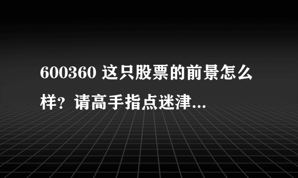 600360 这只股票的前景怎么样？请高手指点迷津 我的成本价是11元