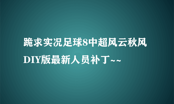 跪求实况足球8中超风云秋风DIY版最新人员补丁~~