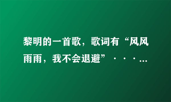 黎明的一首歌，歌词有“风风雨雨，我不会退避”····这歌的歌名是？？