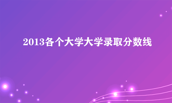 2013各个大学大学录取分数线