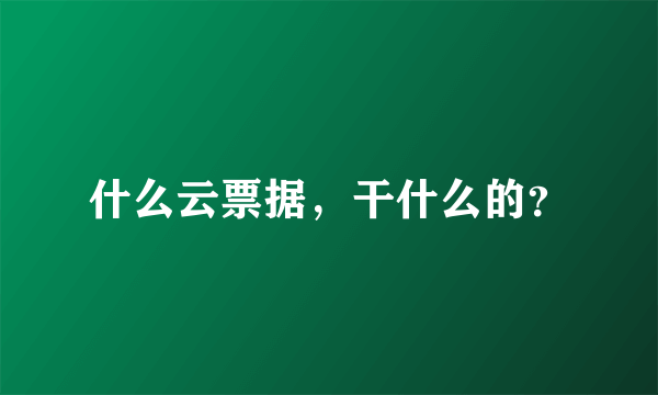 什么云票据，干什么的？