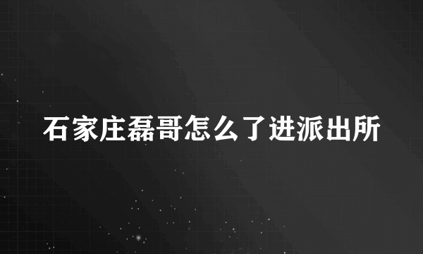 石家庄磊哥怎么了进派出所