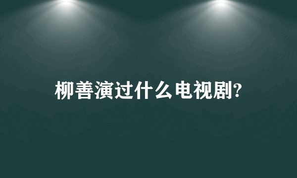 柳善演过什么电视剧?