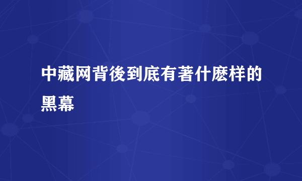 中藏网背後到底有著什麽样的黑幕