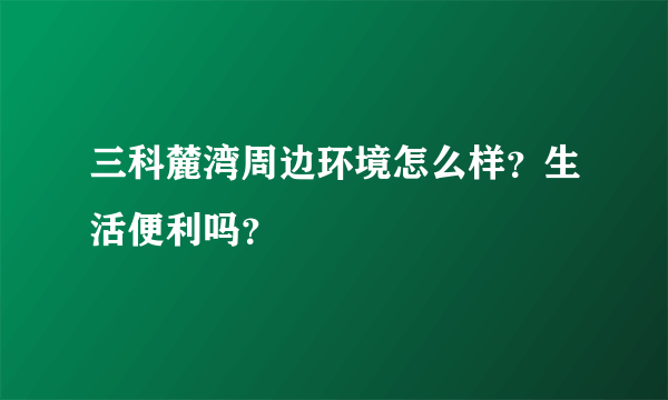 三科麓湾周边环境怎么样？生活便利吗？