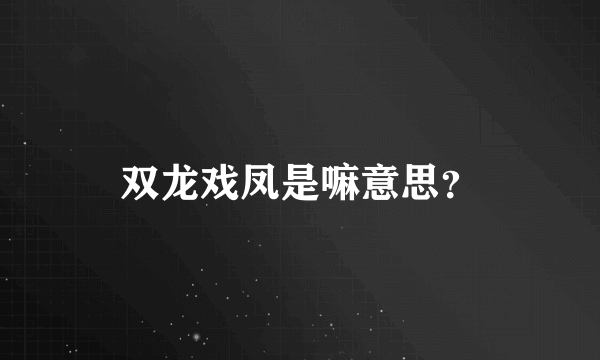 双龙戏凤是嘛意思？