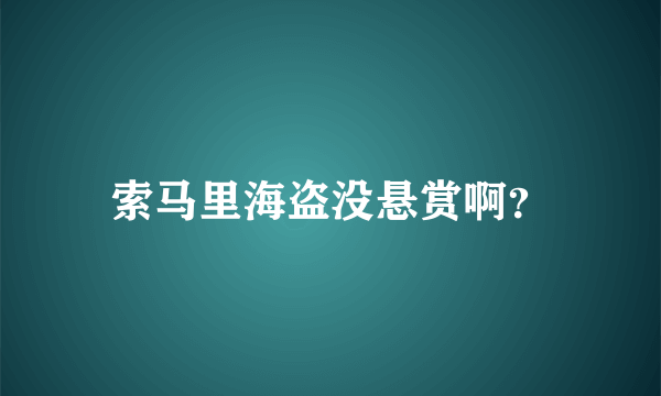 索马里海盗没悬赏啊？