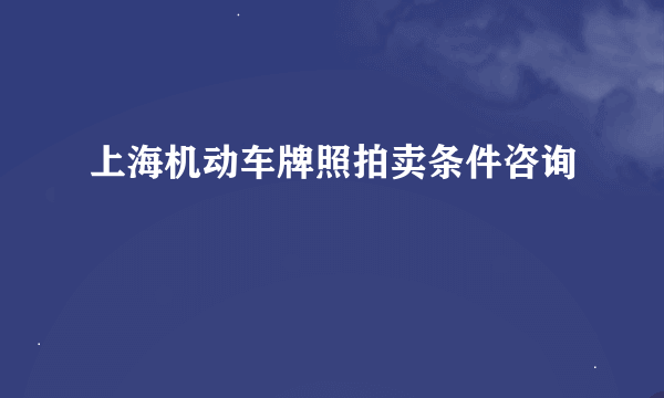 上海机动车牌照拍卖条件咨询