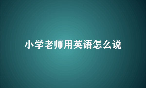 小学老师用英语怎么说