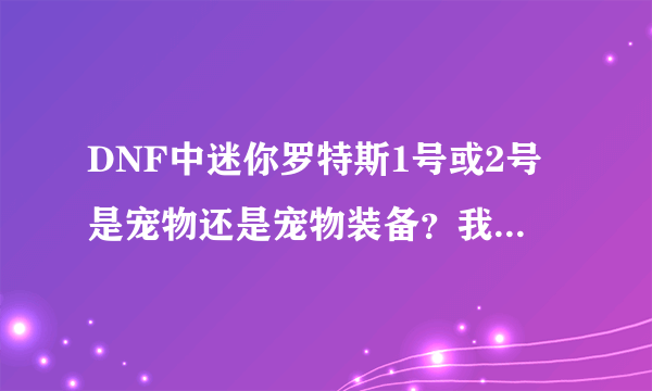 DNF中迷你罗特斯1号或2号是宠物还是宠物装备？我85女大枪需要做吗？