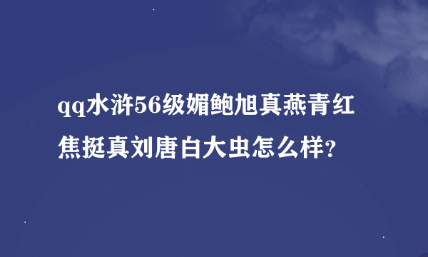 qq水浒56级媚鲍旭真燕青红焦挺真刘唐白大虫怎么样？