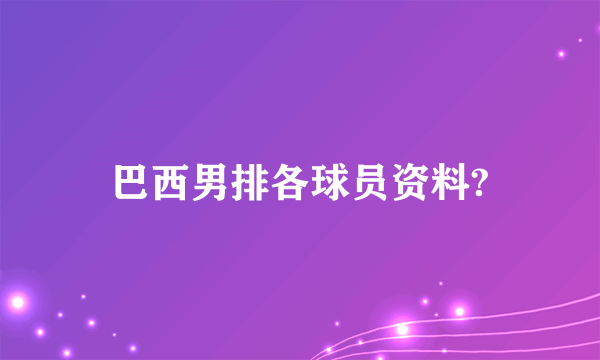 巴西男排各球员资料?