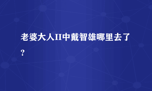 老婆大人II中戴智雄哪里去了？