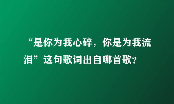 “是你为我心碎，你是为我流泪”这句歌词出自哪首歌？