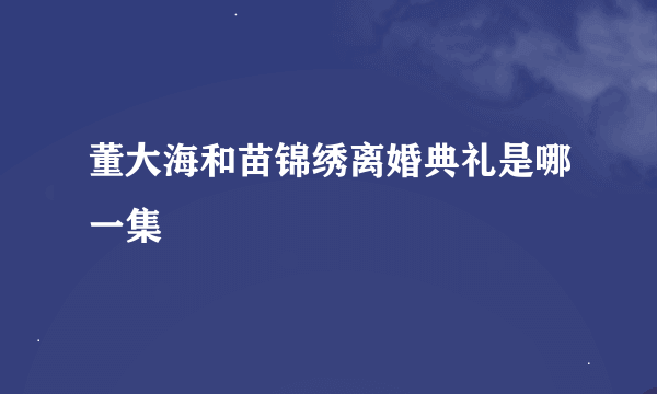 董大海和苗锦绣离婚典礼是哪一集