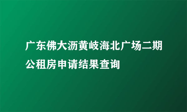 广东佛大沥黄岐海北广场二期公租房申请结果查询