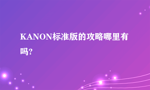 KANON标准版的攻略哪里有吗?