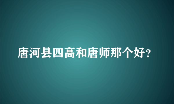 唐河县四高和唐师那个好？