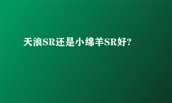 天浪SR还是小绵羊SR好?