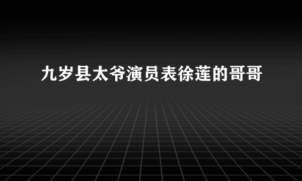 九岁县太爷演员表徐莲的哥哥