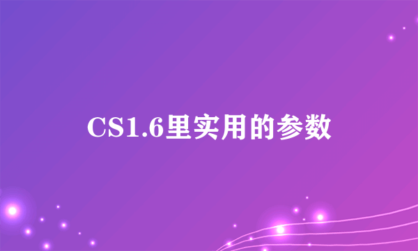 CS1.6里实用的参数