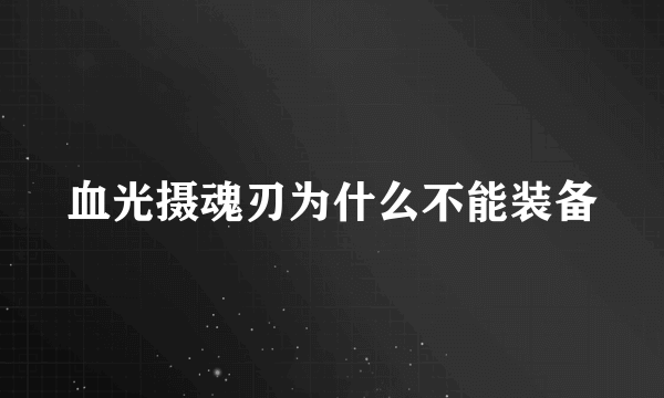 血光摄魂刃为什么不能装备