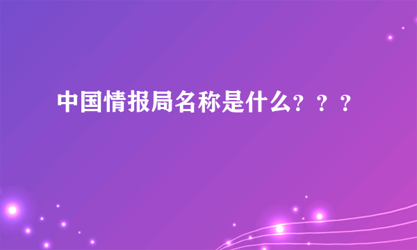 中国情报局名称是什么？？？