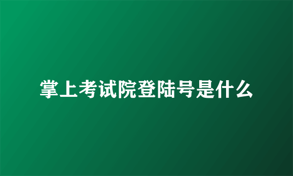 掌上考试院登陆号是什么