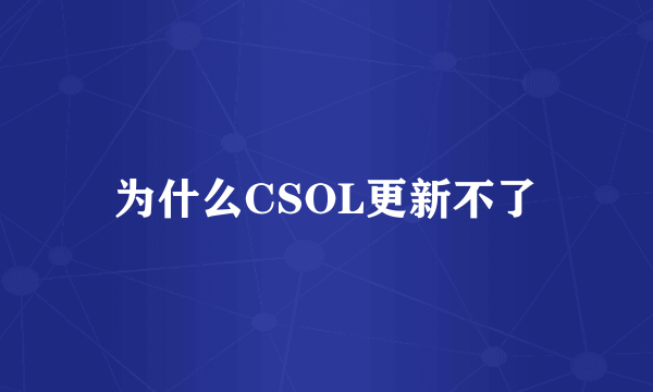 为什么CSOL更新不了