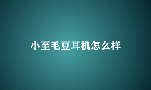 小至毛豆耳机怎么样