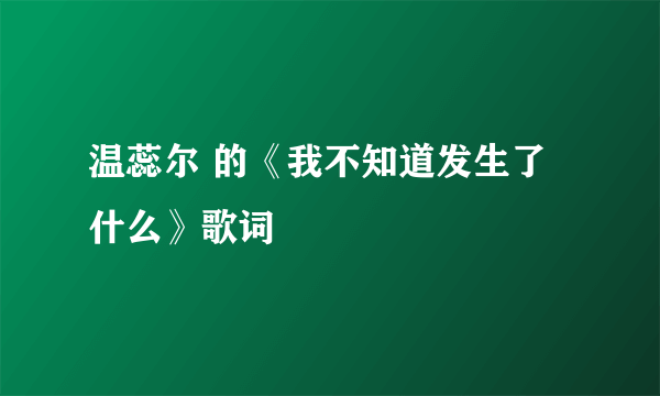 温蕊尔 的《我不知道发生了什么》歌词