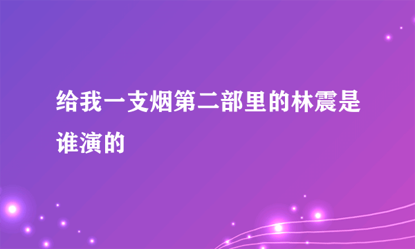 给我一支烟第二部里的林震是谁演的