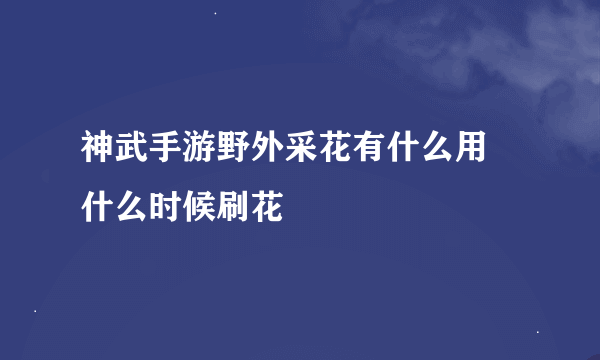 神武手游野外采花有什么用 什么时候刷花