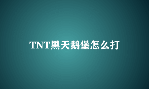 TNT黑天鹅堡怎么打