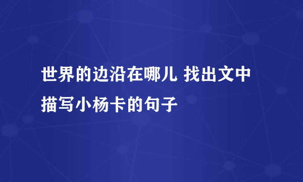 世界的边沿在哪儿 找出文中描写小杨卡的句子