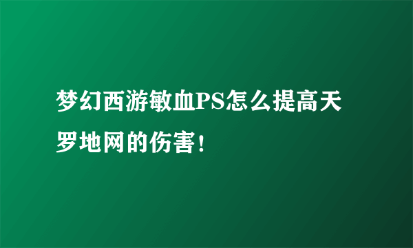 梦幻西游敏血PS怎么提高天罗地网的伤害！