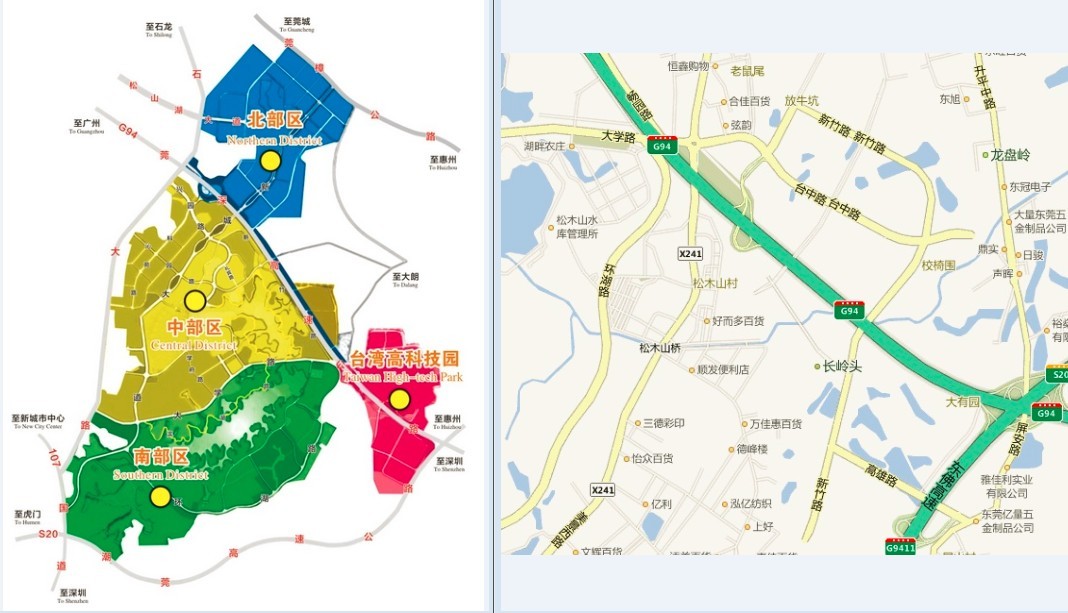 想知道: 东莞市 松山湖高雄路 在哪