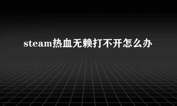 steam热血无赖打不开怎么办